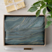 Blauw Goud Abstract Waterverf Trouw Tissuepapier (Geschenk)