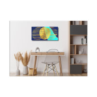 Blauw Goud Abstracte Collage Gespannen Canvas