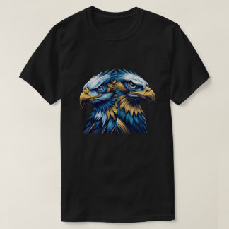 Blauw & Goud Adelaarskop – Premium Moderne Vector T-shirt