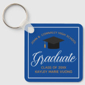 Blauw Goud Afstuderen Aangepast Afstuderen Gift Sleutelhanger (Voorkant)