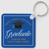 Blauw Goud Afstuderen Aangepast Afstuderen Gift Sleutelhanger (Achterkant)