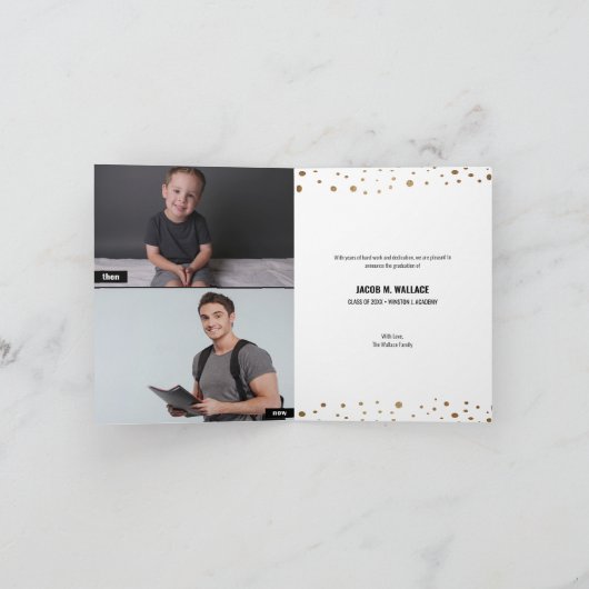 Blauw goud Afstuderen Manuscript dan nu Foto's Afs Aankondiging (Binnen)