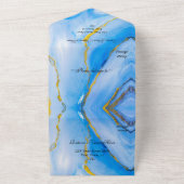 Blauw Goud Agaat Bruiloft All In One Uitnodiging (Buitenkant)