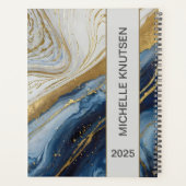 Blauw Goud Agaat Marmer Gepersonaliseerde Planner  (Achterkant)