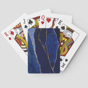 Blauw & Goud Agaat Moderne Glam Minimaal Pokerkaarten