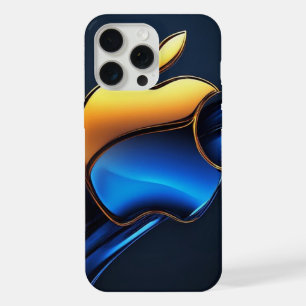 Blauw Goud Appelsymbool Met Stromend Abstract Deta iPhone 15 Pro Max Hoesje