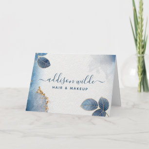 Blauw Goud Aquarel Botanische Bedankje Zakelijk Kaart