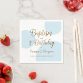 Blauw Goud Baby Jongen Doop 1e Verjaardag Custom Servet (Insitu)