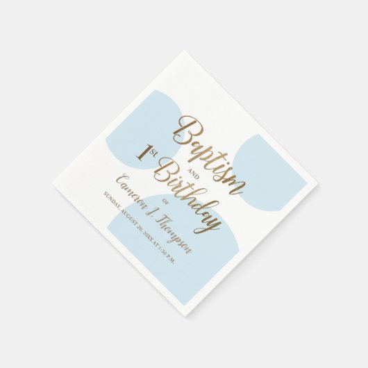 Blauw Goud Baby Jongen Doop 1e Verjaardag Custom Servet (Hoek)