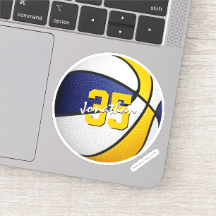 Blauw Goud Basketbal Team Kleuren Speler Naam Sticker
