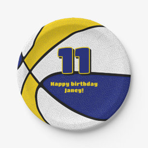 Blauw Goud Basketbal Team Kleuren Sportfeest Papieren Bordje
