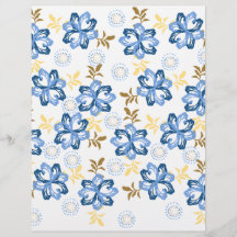 Blauw & Goud Bloem Schrapboek Papier