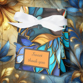 Blauw & Goud Bloemen Glas in lood Elegante bruilof Bedankdoosjes