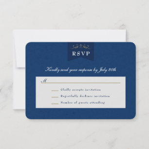Blauw Goud Boek Hoesje bruiloft RSVP Kaart
