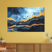 Blauw Goud Canvas Afdruk (Insitu (Woonkamer))
