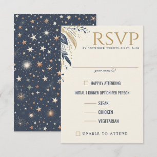 Blauw & Goud Celestial Voedselkeuzen RSVP Kaartje