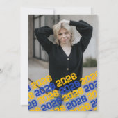 Blauw & Goud Chalkboard Afstuderen Foto Dank u Kaart (Achterkant)