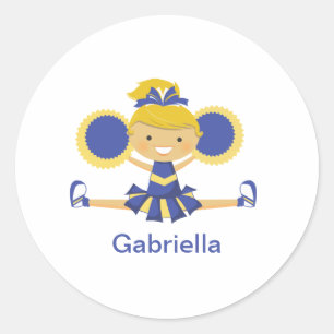 Blauw & Goud Cheerleader Ronde Sticker