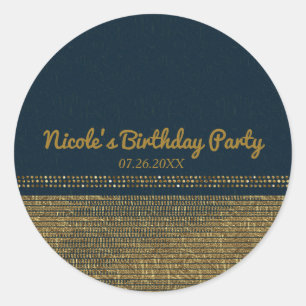 Blauw & Goud Chic Glitter Glam Partij Favor Ronde Sticker
