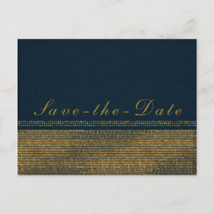 Blauw & Goud Chic Sprankelende Glam Sla de Datum O Aankondigingskaart
