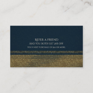 Blauw & Goud Chic Sprankelende Glam Verwijs een Vr Aanbevelingskaartje