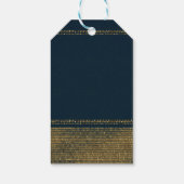 Blauw & Goud Chique Sparkling Glam Party Favor Cadeaulabel (Achterkant)