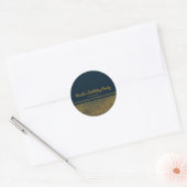 Blauw & Goud Chique Sparkling Glam Party Favor Ronde Sticker (Envelop)