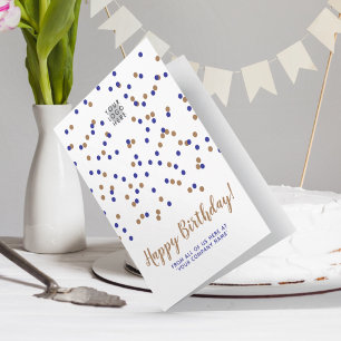 Blauw Goud Confetti Aangepast Logo SVG Gelukkige V Kaart