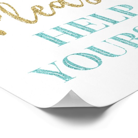 Blauw Goud Confetti Help Uzichzelf Bord Poster (Hoek)