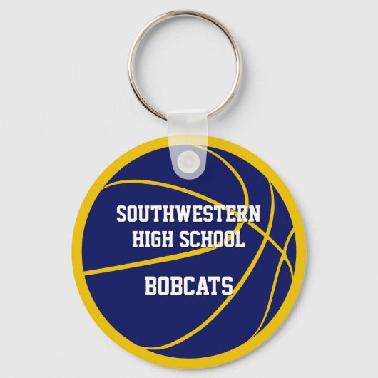 Blauw Goud Custom Jersey Nummer Basketbal Sleutelhanger (Achterkant)