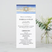 Blauw Goud David Star Bar Mitswa Ceremonie Programma (Staand voorkant)