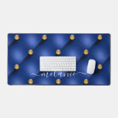 Blauw Goud Diamant Tufted Aangepaste Naam Bureaumat (Keyboard & Muis)