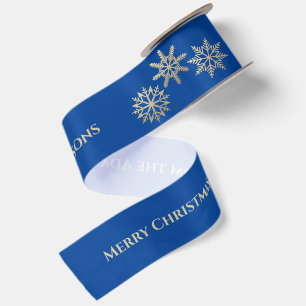 Blauw Goud Douane Kerst Satijnen Lint