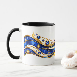Blauw & Goud Elegante Golf Sparkel Combo Mok