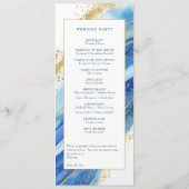 Blauw Goud Elegante moderne orde van huwelijkscere Programma (Achterkant)