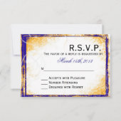Blauw & Goud Elegantie - RSVP Card (Voorkant)