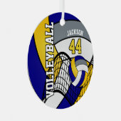 Blauw, goud en grijs Volleyball aanpassen Metalen Ornament (Voorkant Rechts)