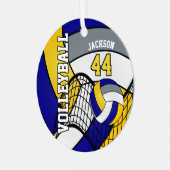 Blauw, goud en grijs Volleyball aanpassen Metalen Ornament (Voorkant links)