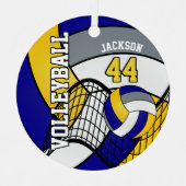 Blauw, goud en grijs Volleyball aanpassen Metalen Ornament (Voorkant)