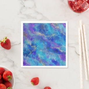 Blauw, goud en paars marmer servet