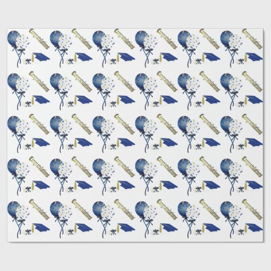 Blauw, Goud en Wit Afstuderen inpakpapier (Vlak)