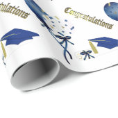 Blauw, Goud en Wit Afstuderen inpakpapier (Rol Hoek)