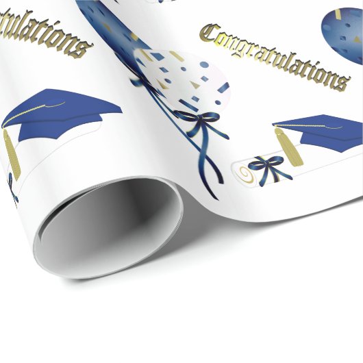 Blauw, Goud en Wit Afstuderen inpakpapier (Rol Hoek)