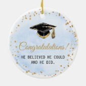 Blauw goud en wit Afstuderen Ornament voor hem (Achterkant)