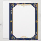 Blauw goud en wit art deco briefhoofd (Voorkant / Achterkant)