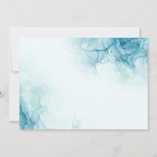 Blauw Goud en Wit Elegante Waterverf Bruid Kaart (Achterkant)