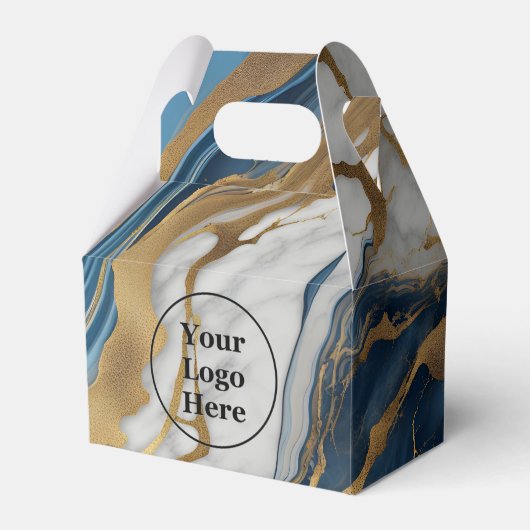 Blauw goud en wit marmer bedankdoosjes (Voorkant Zijde)
