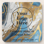 Blauw goud en wit marmer bier onderzetter (Voorkant)