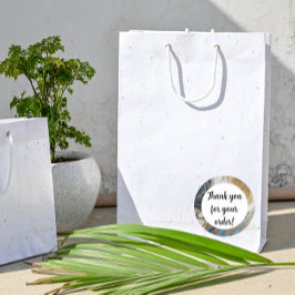 Blauw goud en wit marmer Dank u Ronde Sticker