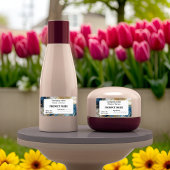 Blauw goud en wit marmer etiket